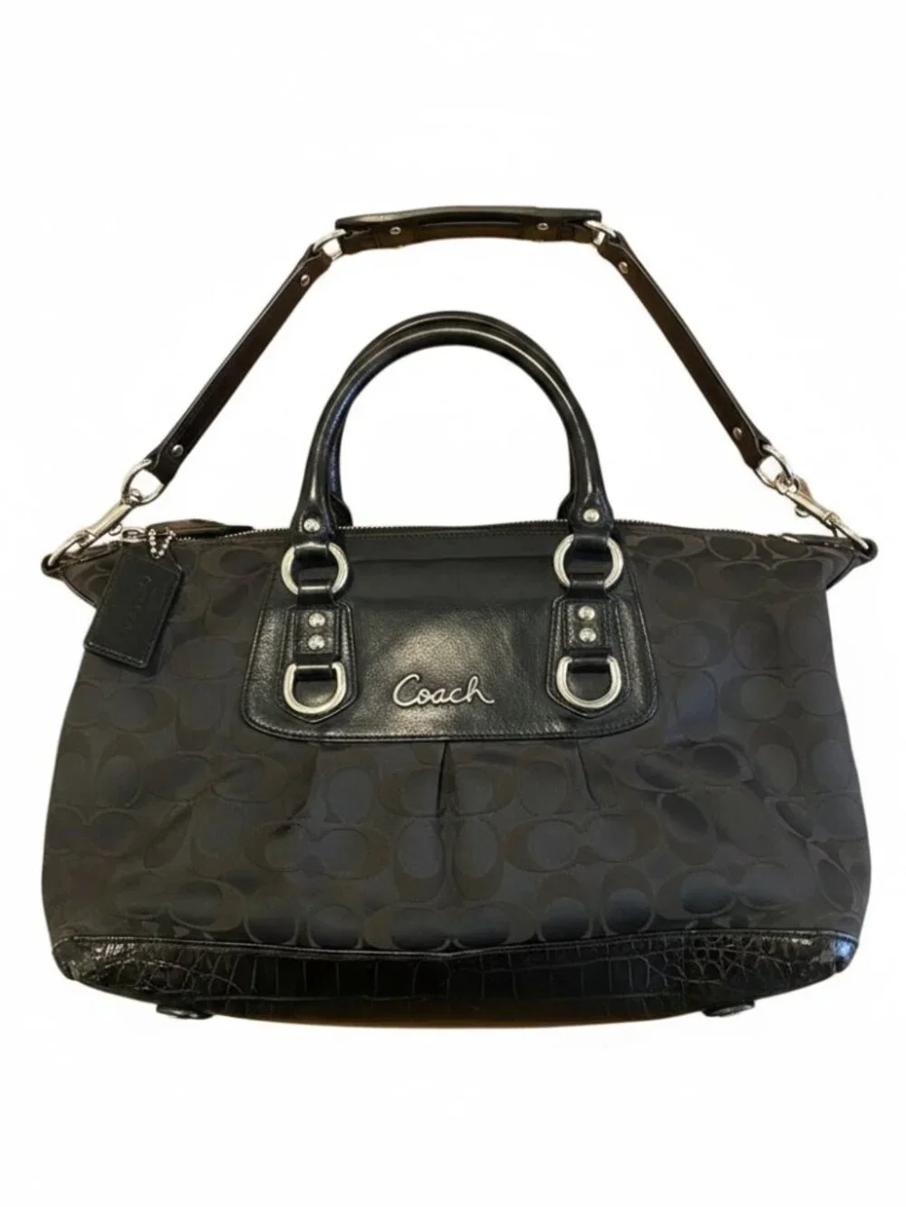 Coach Ashley Signature Purse Black 152Q